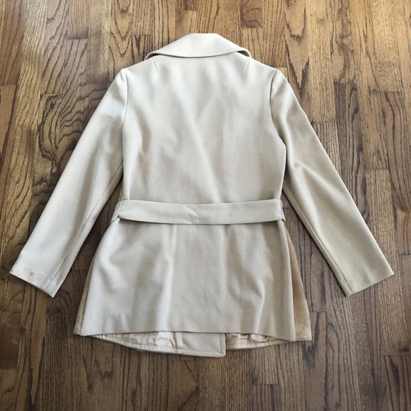 PSI Vintage Tan Suede Belted Women’s Wrap Nehru Jacket Coat 1970s Women’s S / M - Picture 5 of 11